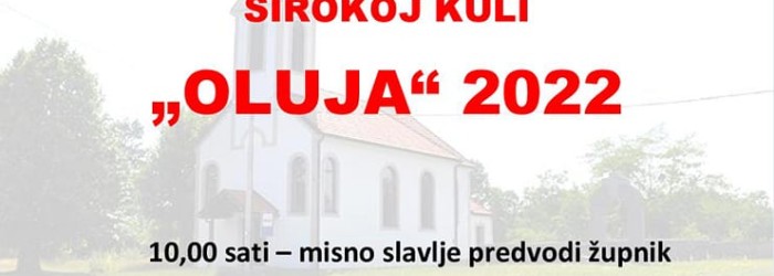 NAJAVA: Proslava dana pobjede i domovinske zahvalnosti, Dana hrvatskih branitelja i Gospe Snježne u Širokoj Kuli